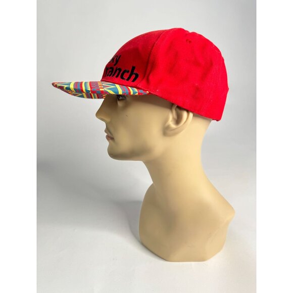 Sky Ranch Red Snapback Hat With Colorful Patterned Brim Adjustable Fit - Picture 14 of 16